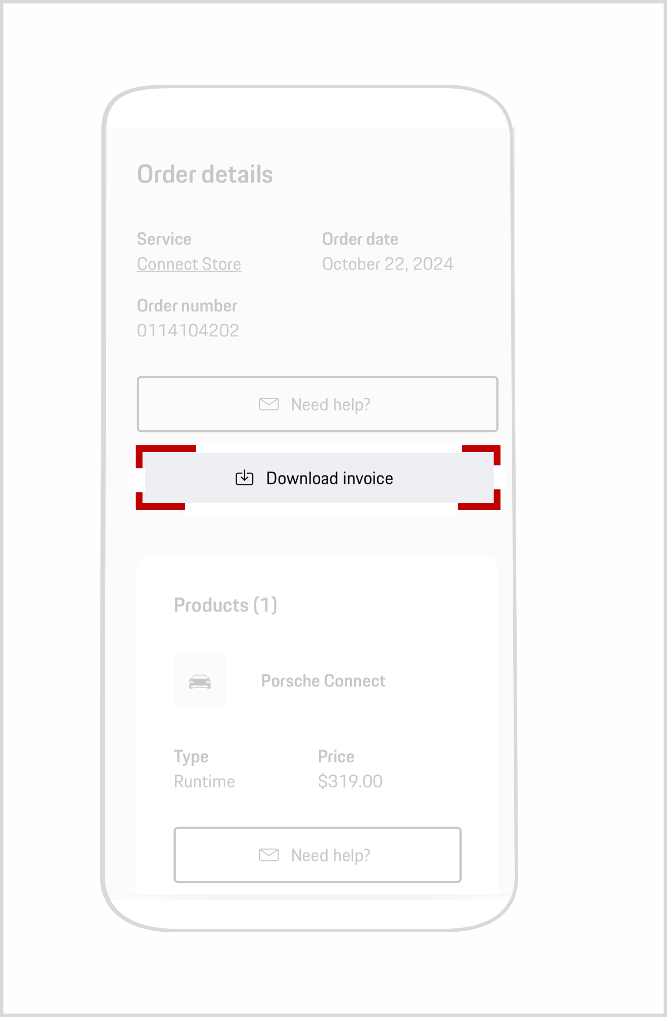 Retrieve Porsche Connect invoices