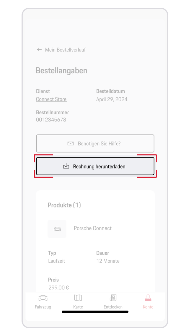 Porsche Connect Rechnungen aufrufen