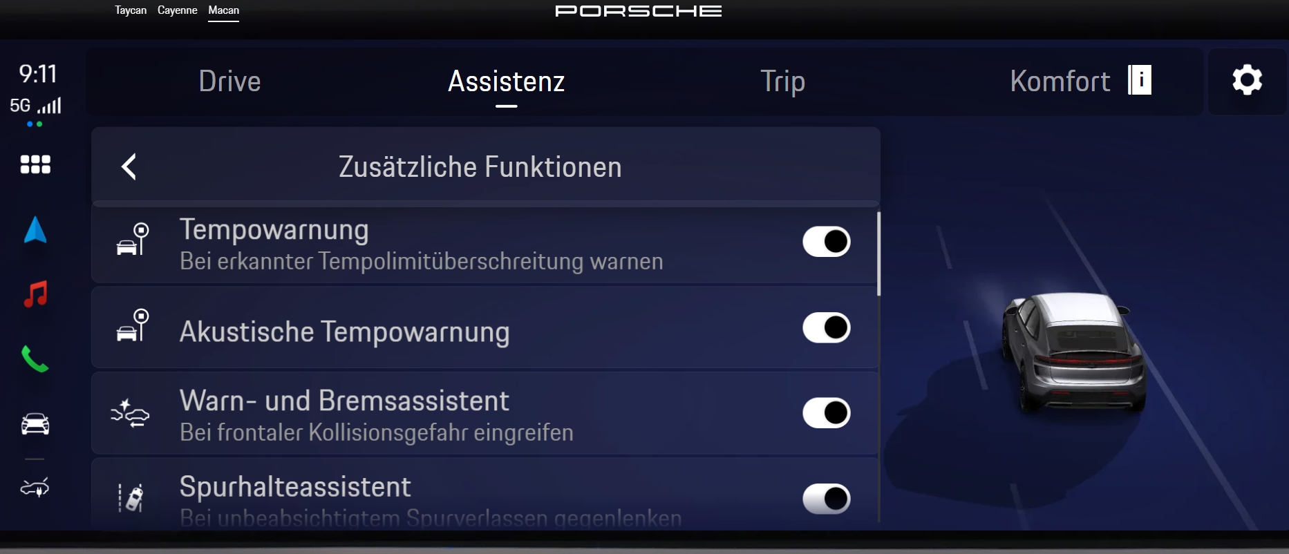 Das Bild zeigt das Porsche Communication Management (PCM) Infotainment System